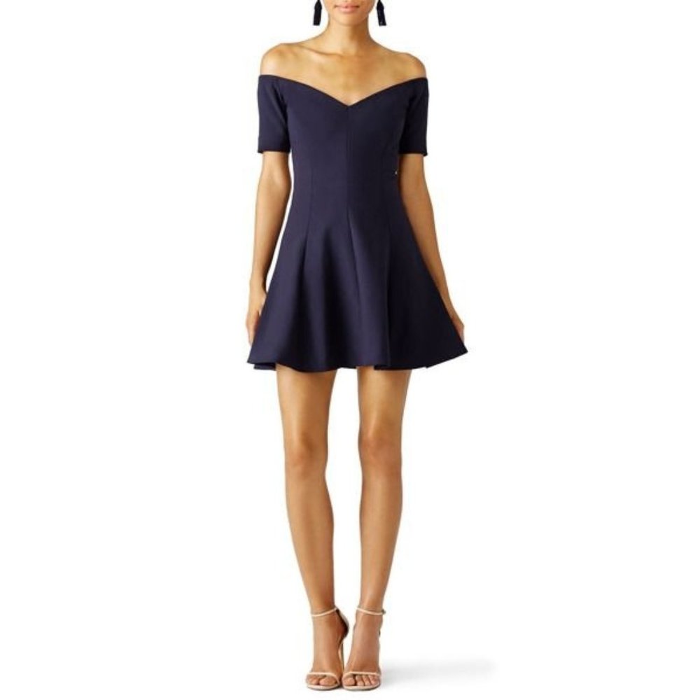 Cinq a Sept Navy Kenna Off The Shoulder Dress, Size 8